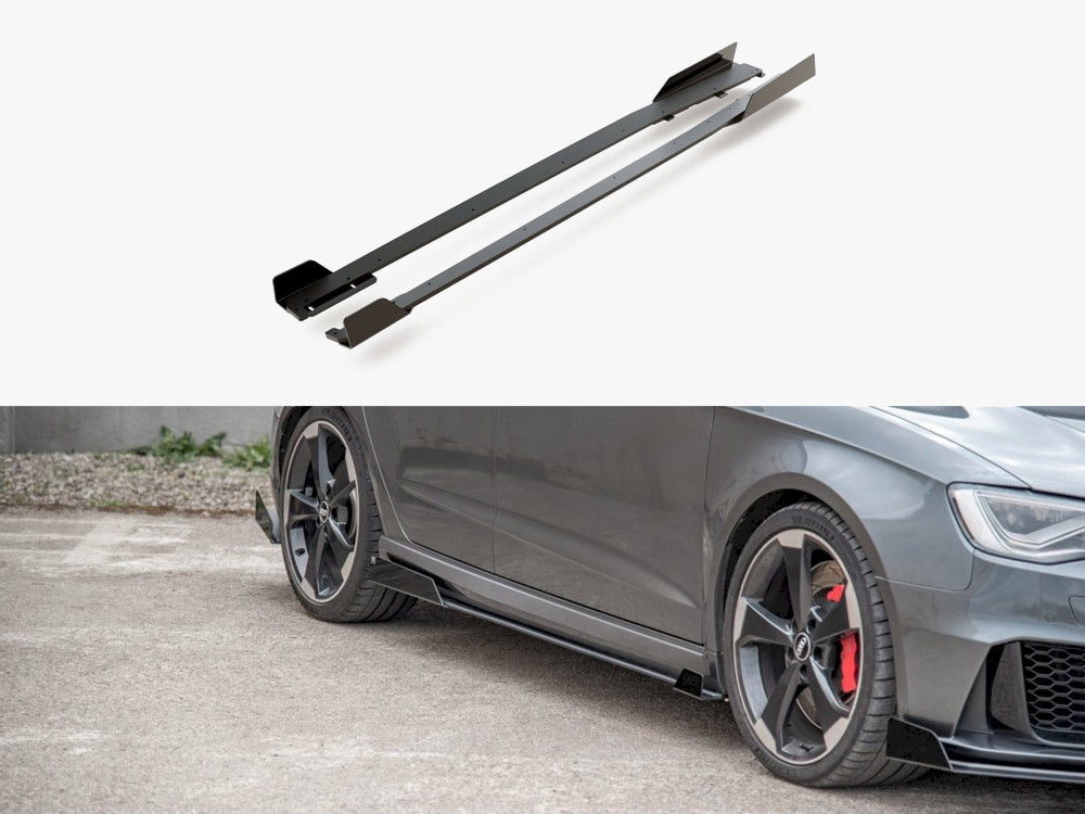 Street PRO Side Skirts Diffusers + Flaps compatible with Audi RS 3 8V Sportback