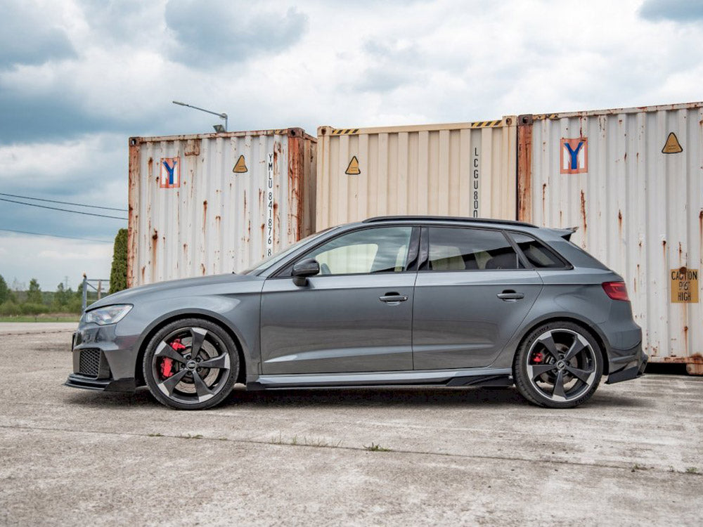 Street PRO Side Skirts Diffusers + Flaps compatible with Audi RS 3 8V Sportback