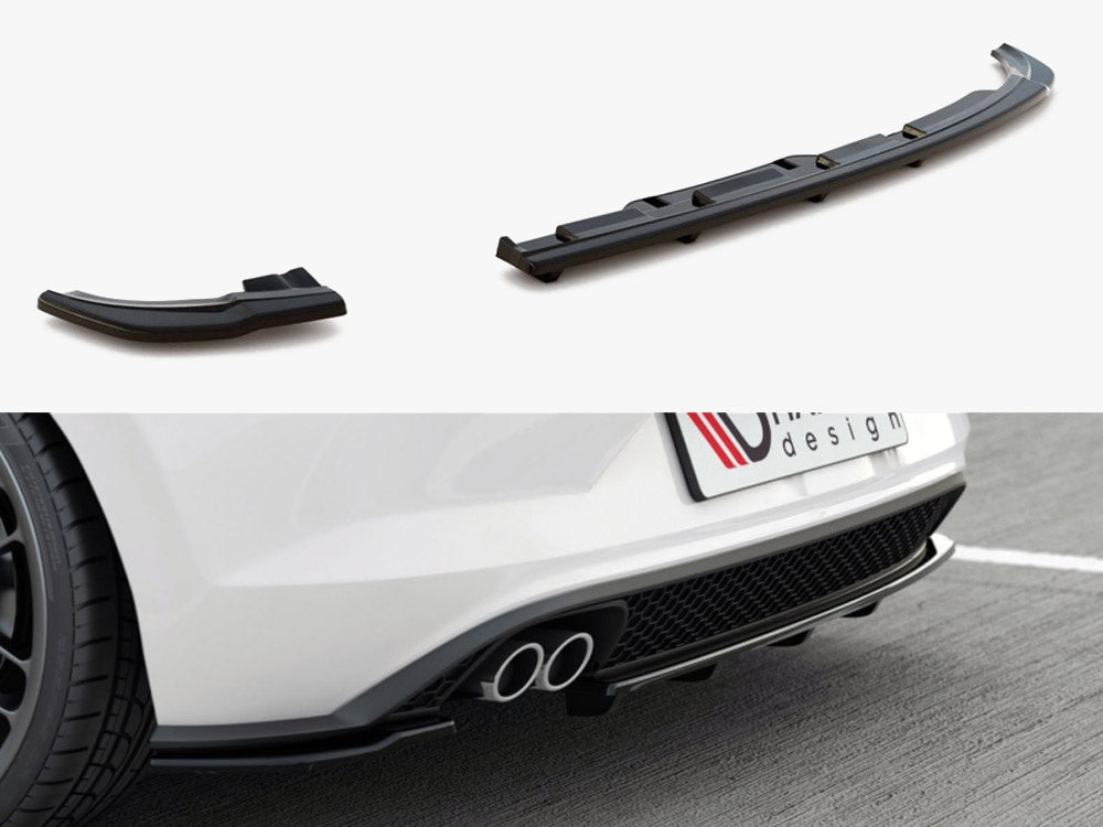 Rear Splitter (Vertical Bars) compatible with Volkswagen Polo GTI / R-Line Mk6 - Carbon Look