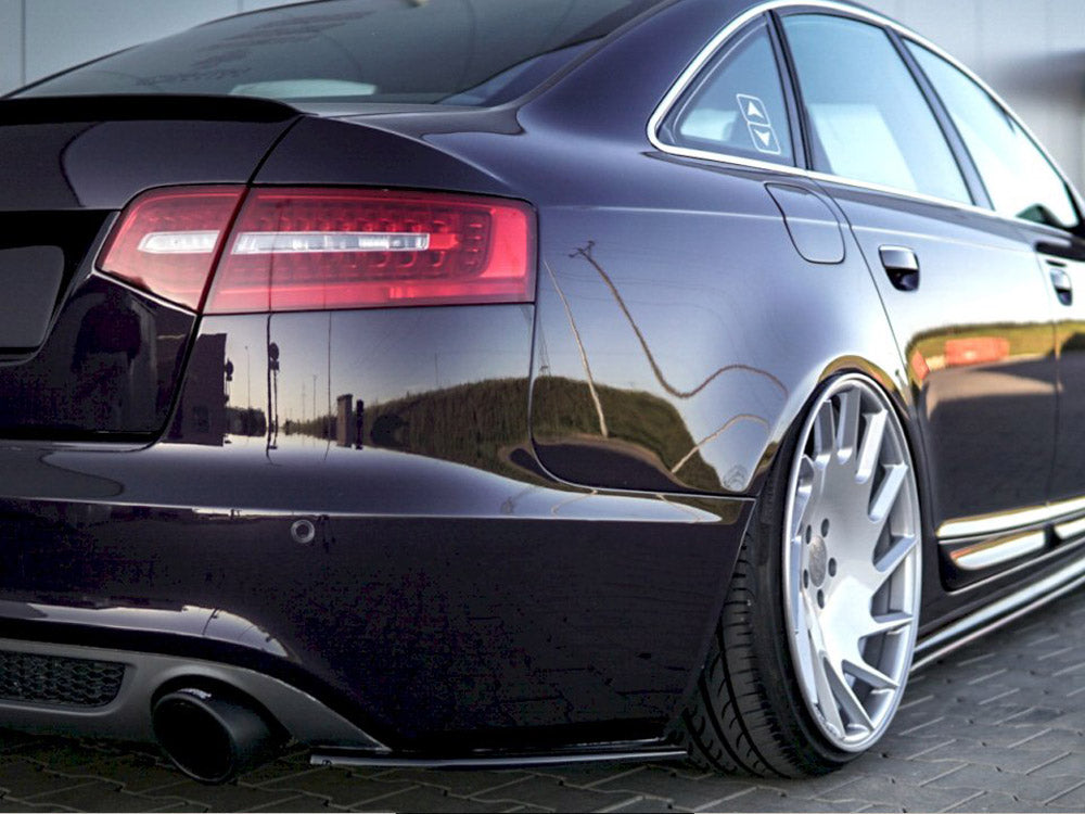 Rear Side Splitters compatible with Audi A6 C6 S Line Facelift Sedan (2008-2011) - Carbon Look