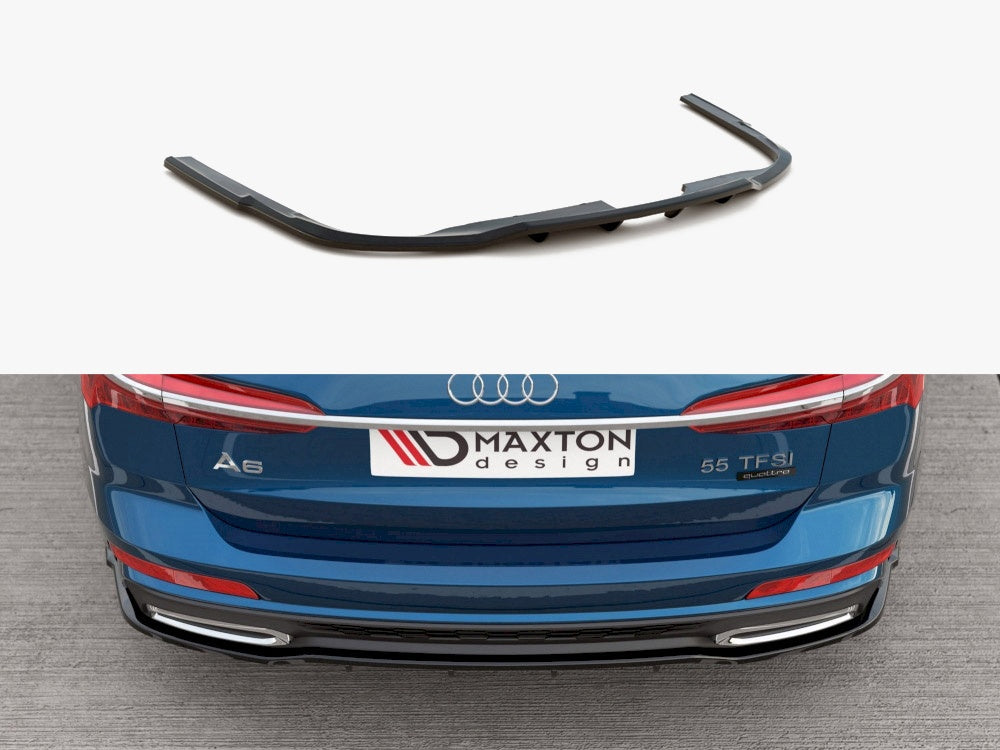 Central Rear Splitter (Vertical Bars) compatible with Audi A6 S Line C8 - Carbon Look