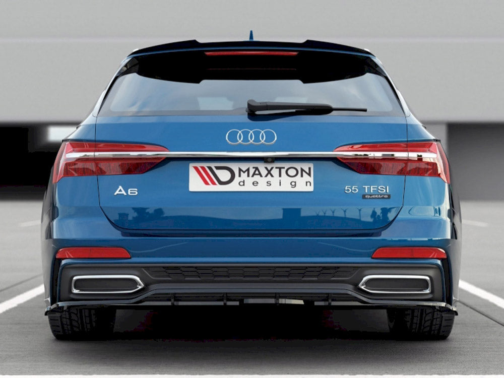 Central Rear Splitter (Vertical Bars) compatible with Audi A6 S Line C8 - Carbon Look