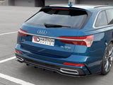 Central Rear Splitter (Vertical Bars) compatible with Audi A6 S Line C8 - Carbon Look