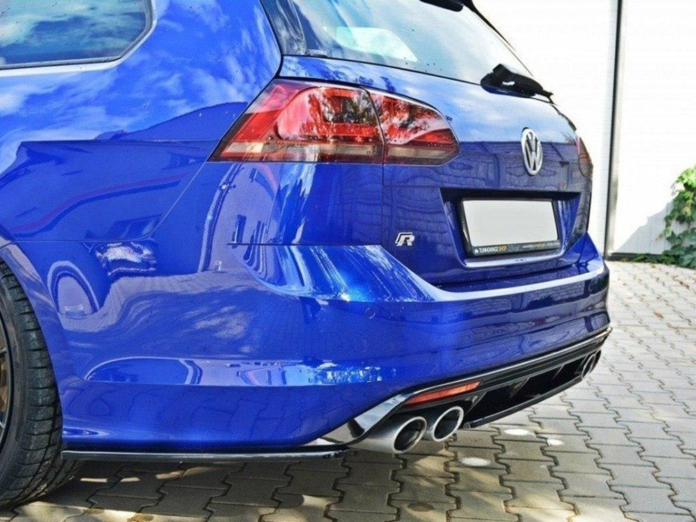 Central Rear Splitter compatible with VW Golf R Mk7 Estate - Carbon Look