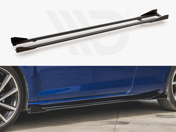 Maxton Racing Side Side Skirts Diffusers + Flaps VW Golf 7 R / R-Line Facelift
