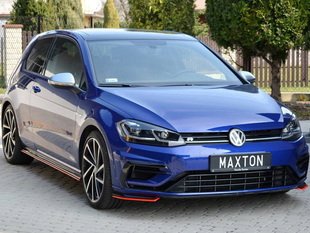 Front Splitter V.8 compatible with VW Golf 7 R / R-Line Facelift - Carbon Look