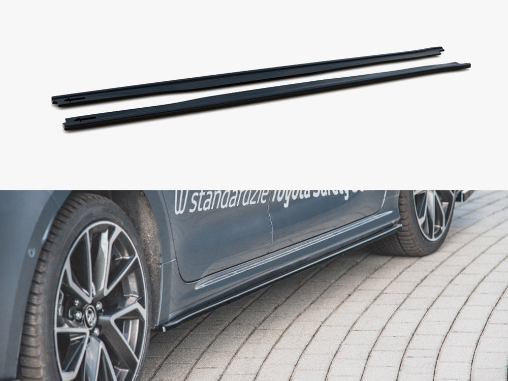 Side Skirts Diffusers compatible with Toyota Corolla Mk12 Sedan - Carbon Look