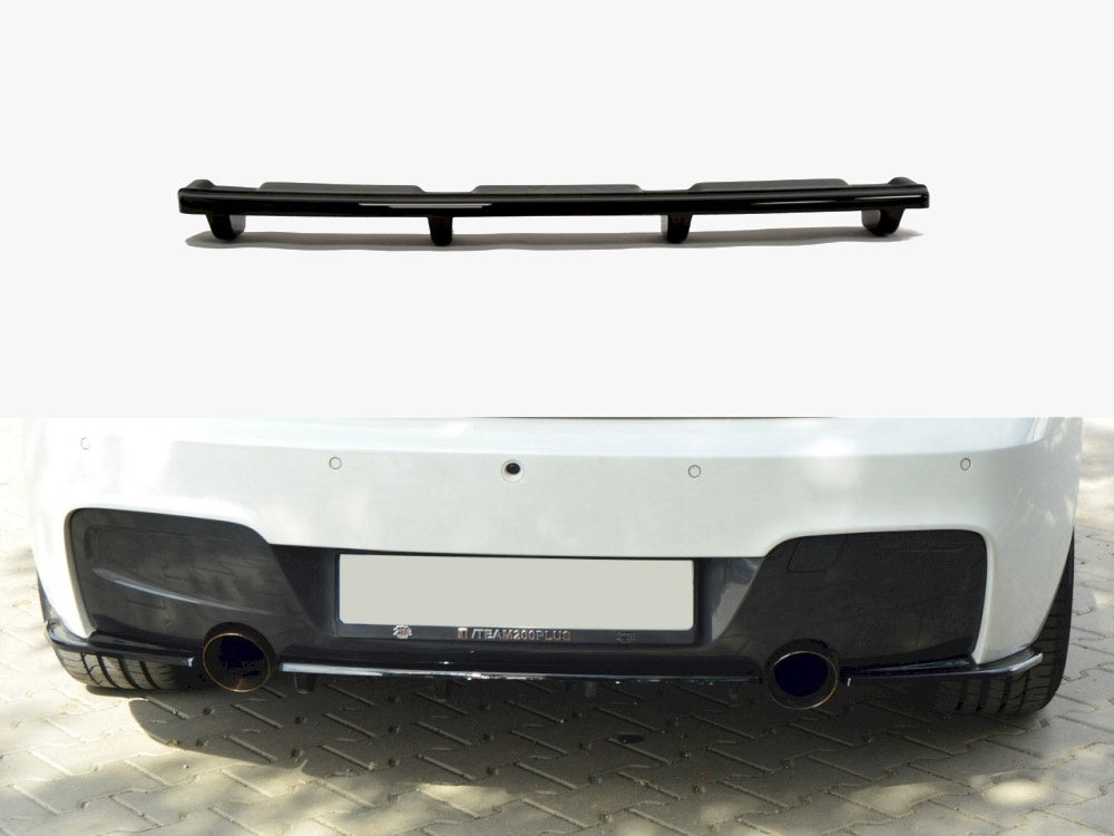 Central Rear Splitter (Vertical Bars) compatible with BMW 1 F20 / F21 - Carbon Look