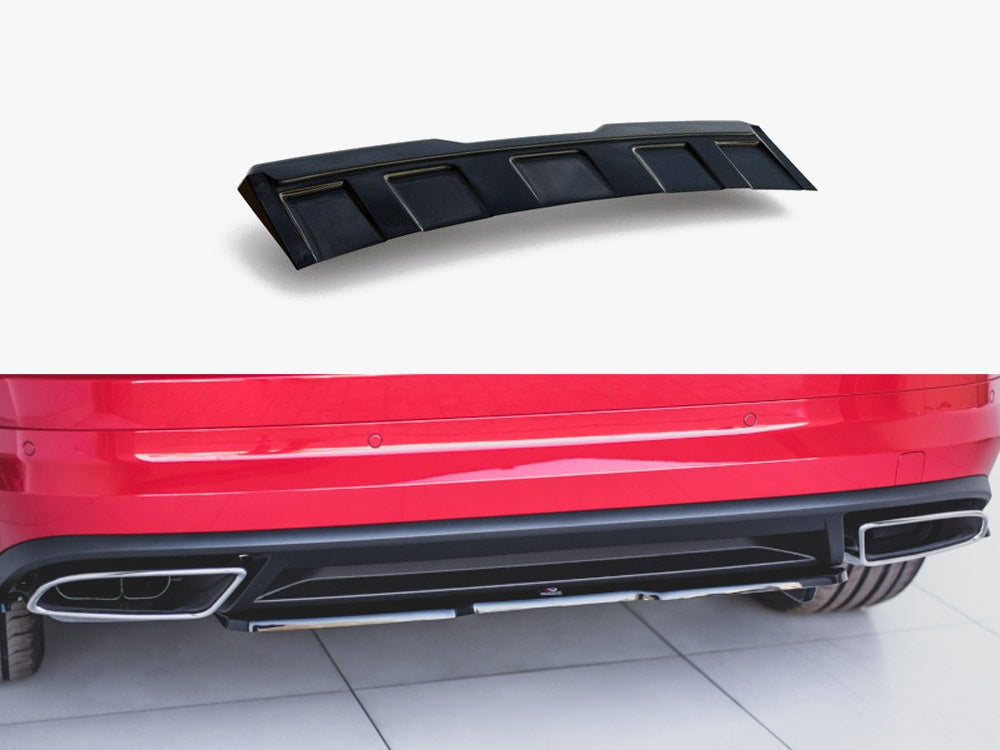 Central Rear Splitter compatible with Skoda Kodiaq RS - Carbon Look