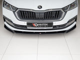 Front Splitter V1 compatible with Skoda Octavia Mk4 (2019-) - Carbon Look