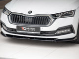 Front Splitter V1 compatible with Skoda Octavia Mk4 (2019-) - Carbon Look
