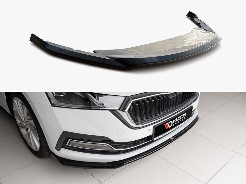 Front Splitter V2 compatible with Skoda Octavia Mk4 (2019-) - Carbon Look