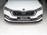 Front Splitter V2 compatible with Skoda Octavia Mk4 (2019-) - Carbon Look