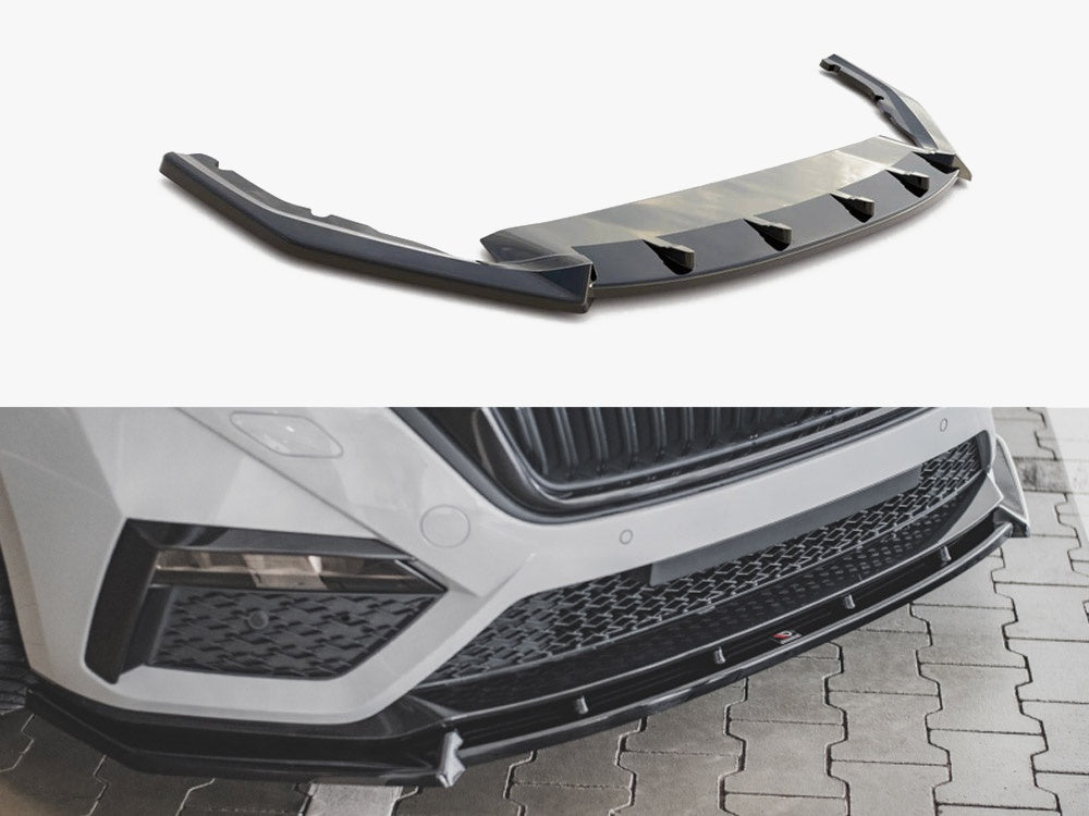 Front Splitter V.1 compatible with Skoda Octavia RS Mk4 (2020-) - Carbon Look