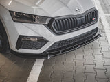 Front Splitter V.1 compatible with Skoda Octavia RS Mk4 (2020-) - Carbon Look