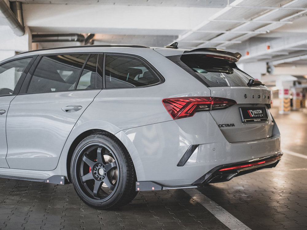 Rear Side Splitters V.2 + Flaps compatible with Skoda Octavia RS Estate / Liftback Mk4 / Mk4 Facelift