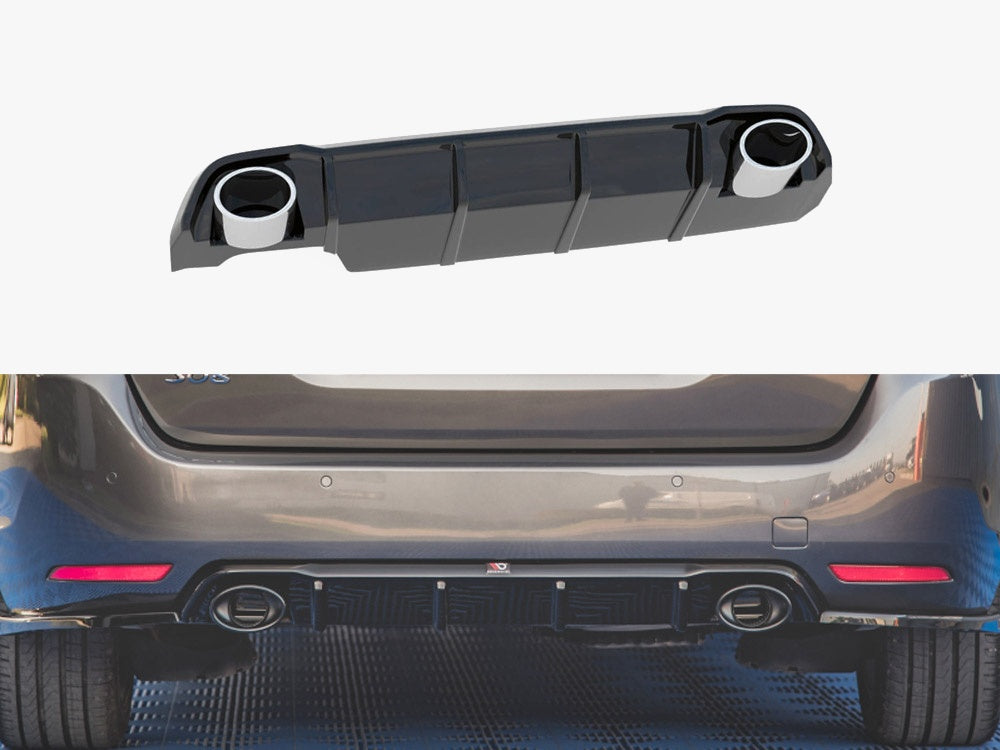 Rear Valance + Exhaust Ends Imitation compatible with Peugeot 308 SW Mk2 Facelift Textured