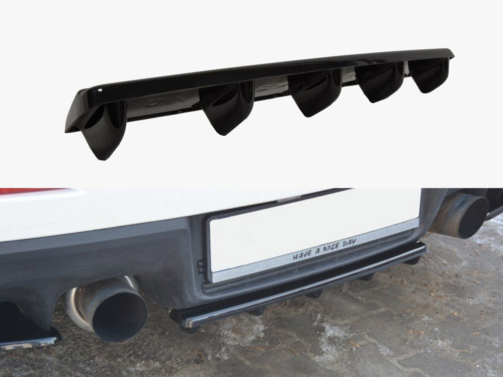 Central Rear Splitter compatible with Mitsubishi Lancer EVO X (W/vertical Bars) - Textured