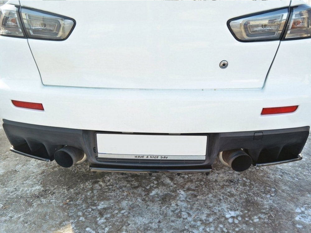 Central Rear Splitter compatible with Mitsubishi Lancer EVO X (W/vertical Bars) - Textured