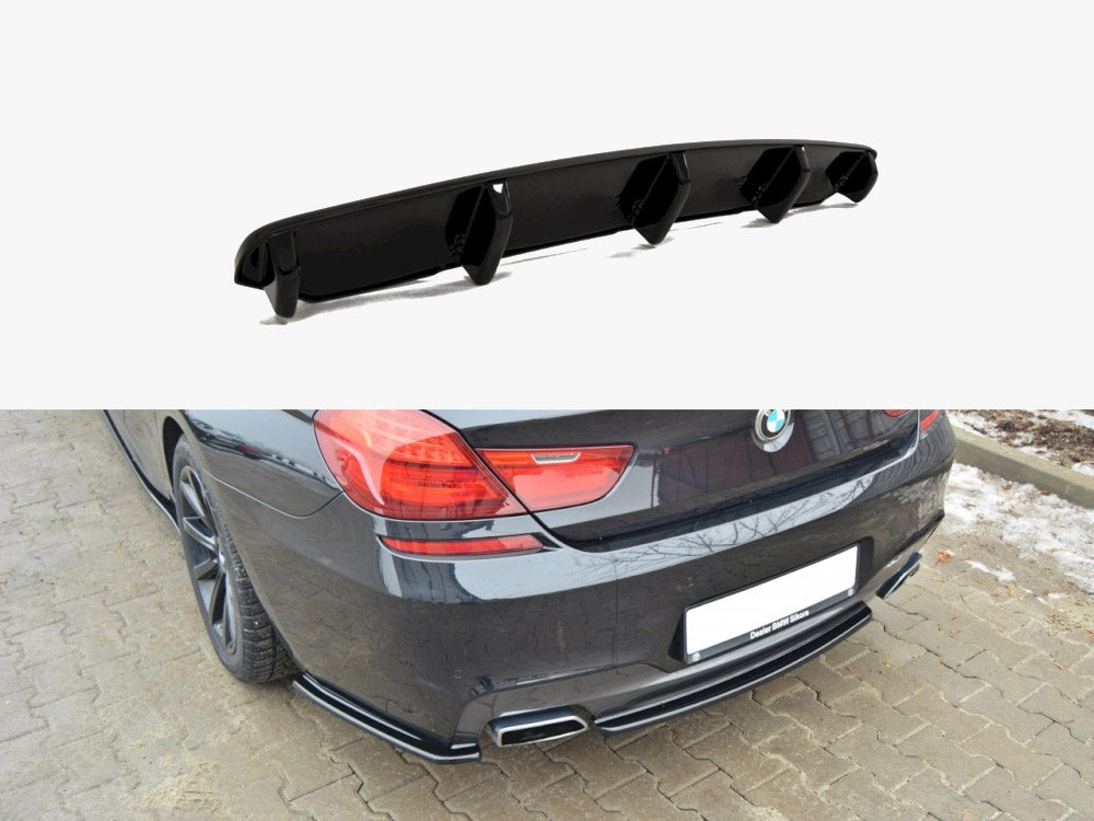 Central Rear Splitter (Vertical Bars) compatible with BMW 6 Gran Coupe M Sport - Textured