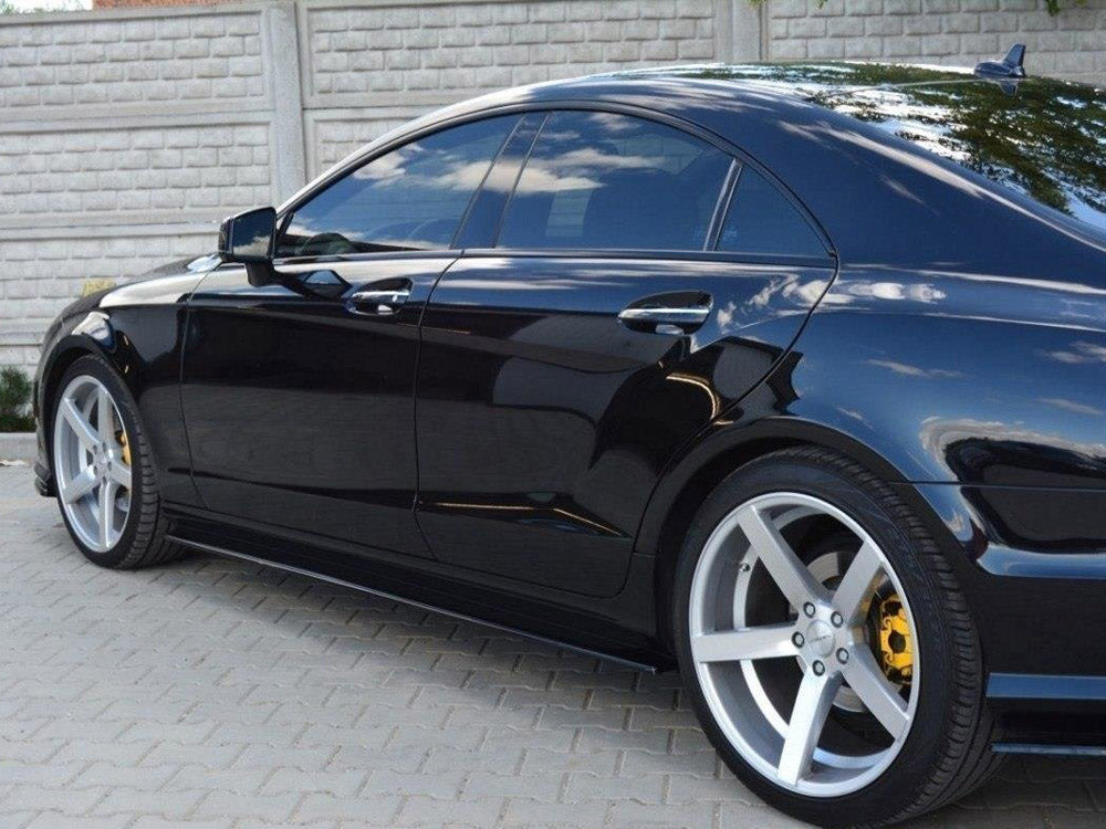 Side Skirts Diffusers compatible with Mercedes CLS C218 AMG Line (2011-2014) - Carbon Look
