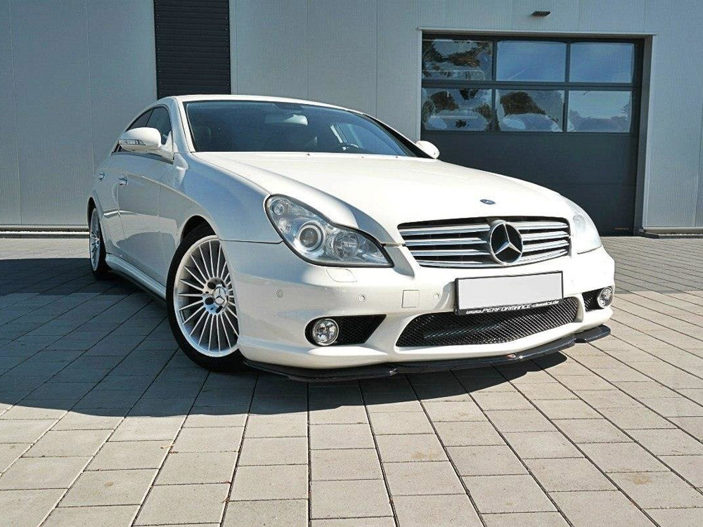 Front Splitter V.1 compatible with Mercedes CLS C219 55AMG Sedan (2004-2006) - Carbon Look