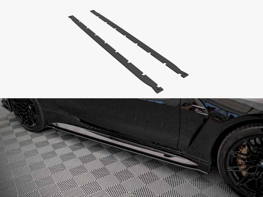 Street PRO Side Skirts Diffusers compatible with BMW M4 G82 (2021-) - Black-Red
