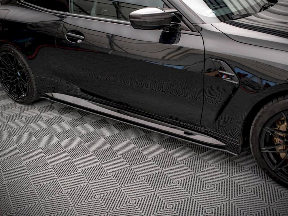 Street PRO Side Skirts Diffusers compatible with BMW M4 G82 (2021-) - Black-Red