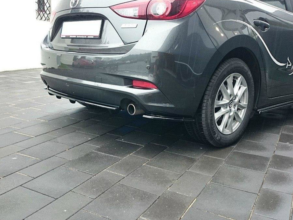Rear Side Splitters compatible with Mazda3 Mk3 Facelift - Carbon Look