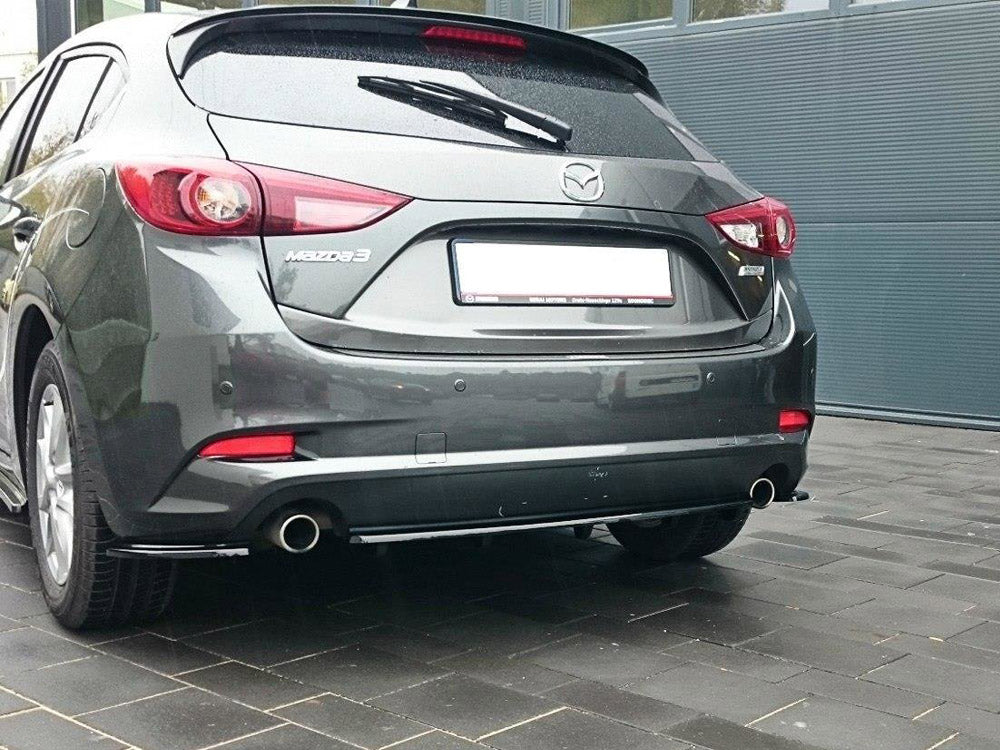 Rear Side Splitters compatible with Mazda3 Mk3 Facelift - Carbon Look