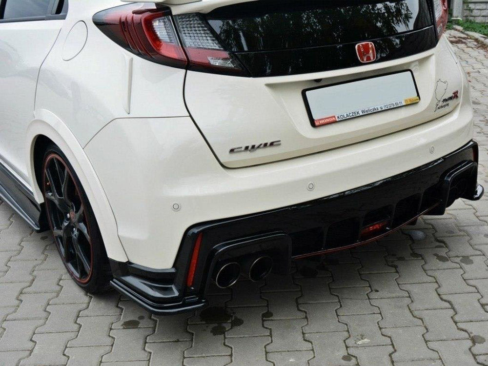 Rear Side Splitters compatible with Honda Civic IX Type R (2015-2017) - Carbon Look
