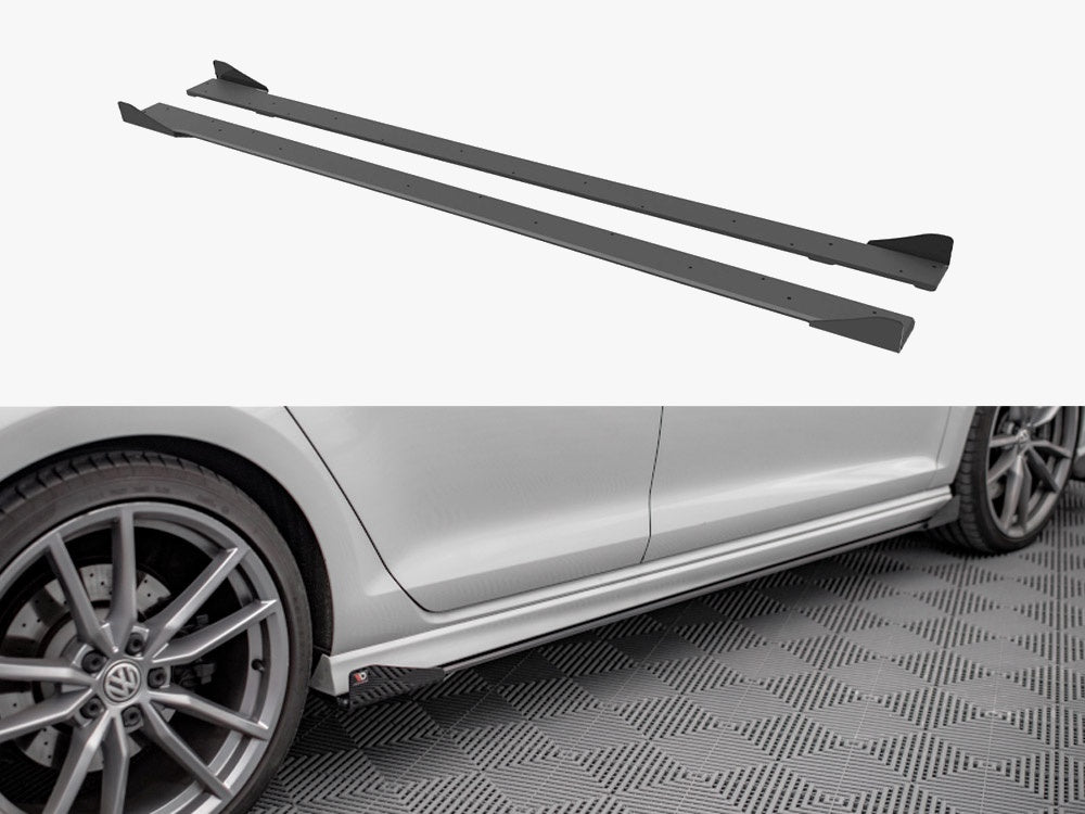Street PRO Side Skirts Diffusers + Flaps compatible with VW Golf R Mk7