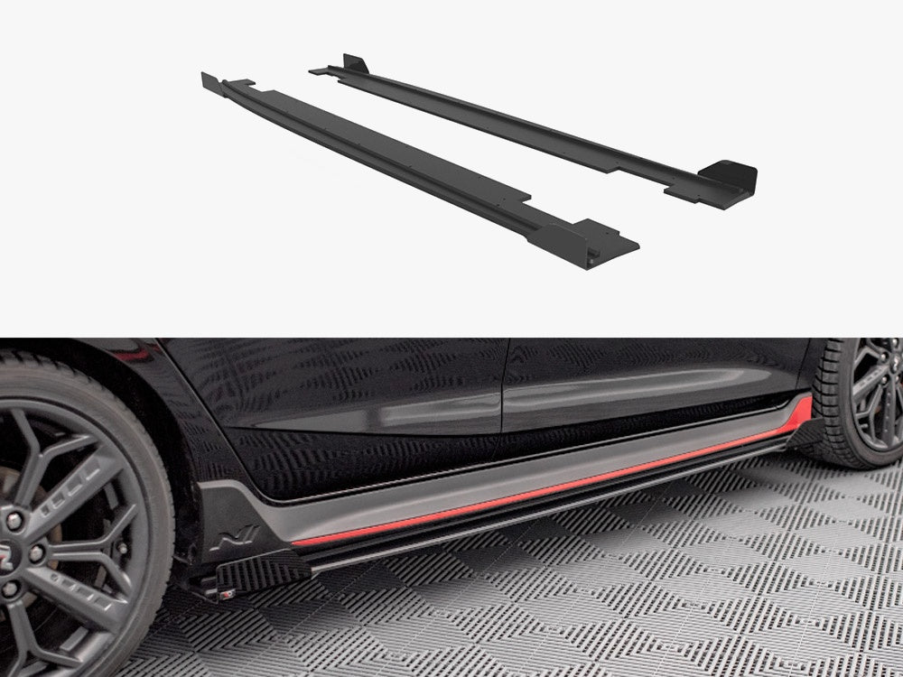 Street PRO Side Skirts Diffusers + Flaps compatible with Hyundai i20 N Mk3