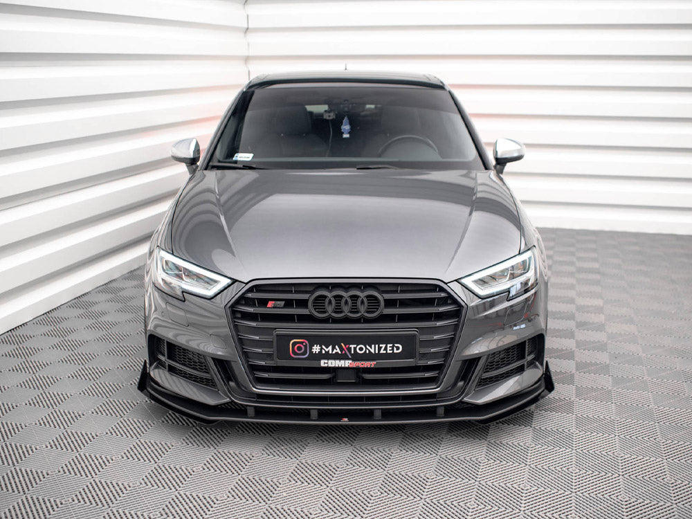 Street PRO Front Splitter V.1 + Flaps compatible with Audi S3 / A3 S Line Sportback 8V Facelift