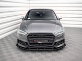 Street PRO Front Splitter V.1 + Flaps compatible with Audi S3 / A3 S Line Sportback 8V Facelift
