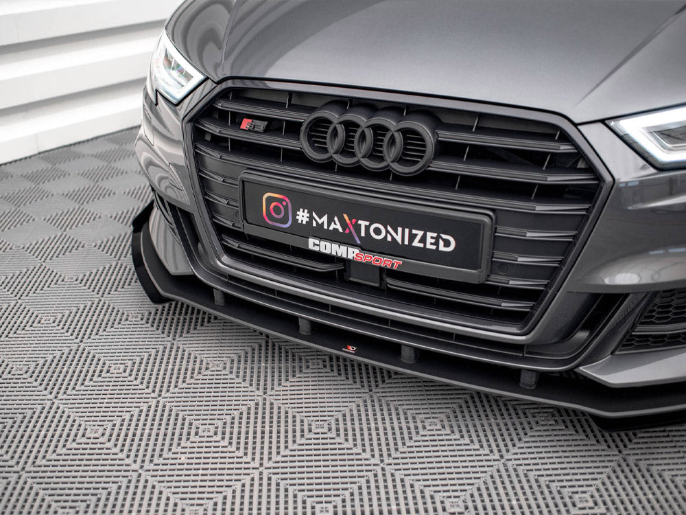 Street PRO Front Splitter V.1 + Flaps compatible with Audi S3 / A3 S Line Sportback 8V Facelift