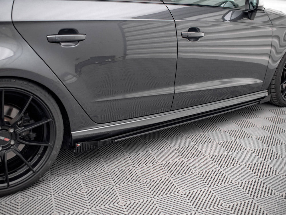 Street PRO Side Skirts Diffusers + Flaps compatible with Audi S3 / A3 S Line Sportback 8V Facelift