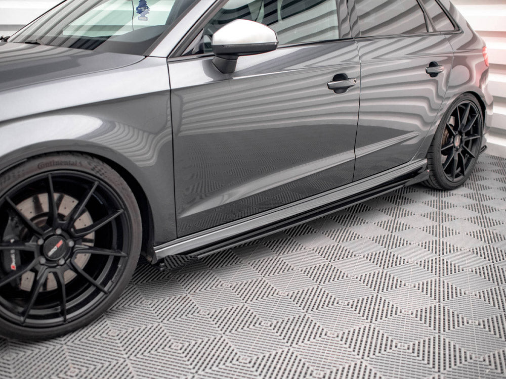 Street PRO Side Skirts Diffusers + Flaps compatible with Audi S3 / A3 S Line Sportback 8V Facelift
