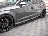 Street PRO Side Skirts Diffusers + Flaps compatible with Audi S3 / A3 S Line Sportback 8V Facelift
