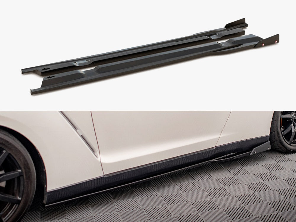 Side Skirts Diffusers + Flaps compatible with Nissan GT-R R35 1st Facelift