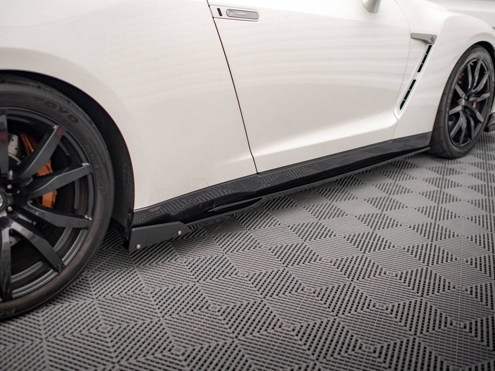 Side Skirts Diffusers + Flaps compatible with Nissan GT-R R35 1st Facelift