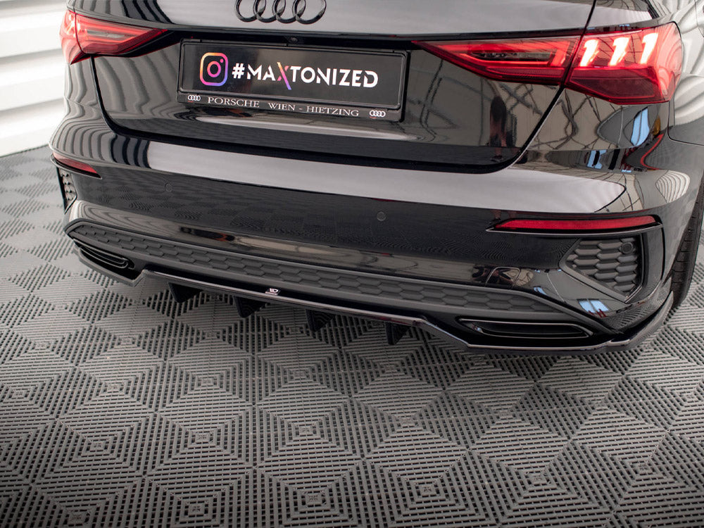Rear Splitter (Vertical Bars) compatible with Audi A3 S Line Sedan 8Y