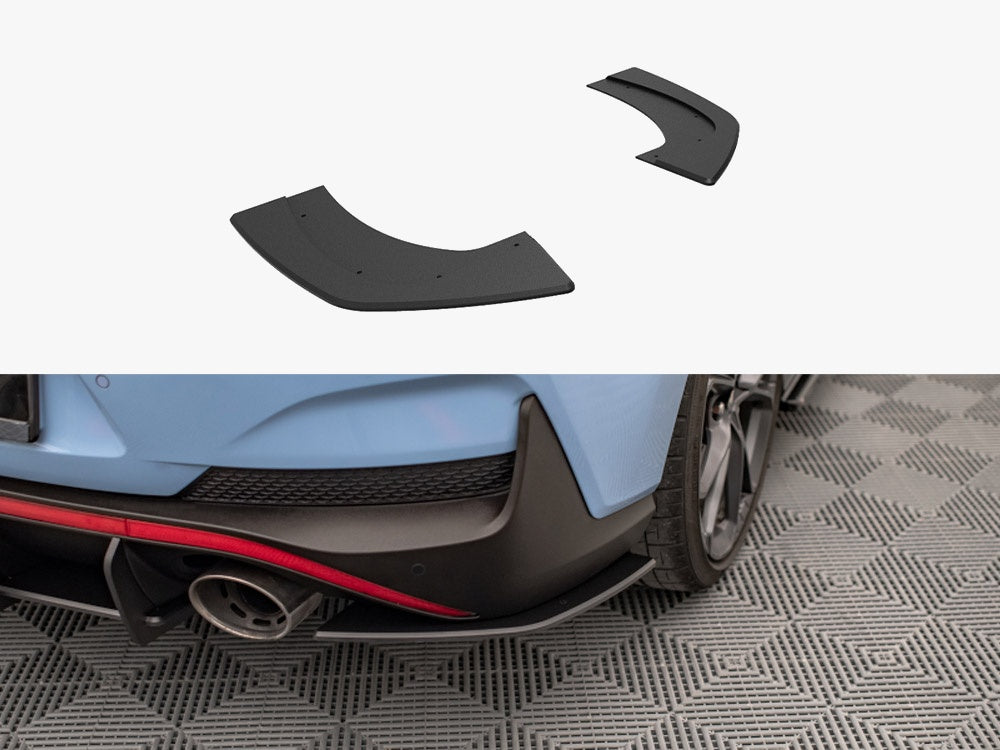 Street Pro Rear Side Splitters compatible with Hyundai i30 N Fastback Mk3 Facelift - Black-Red