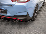 Street Pro Rear Side Splitters compatible with Hyundai i30 N Fastback Mk3 Facelift - Black-Red