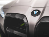 Carbon Fiber Front Grill + License Plate Holder Base compatible with BMW M4 G82