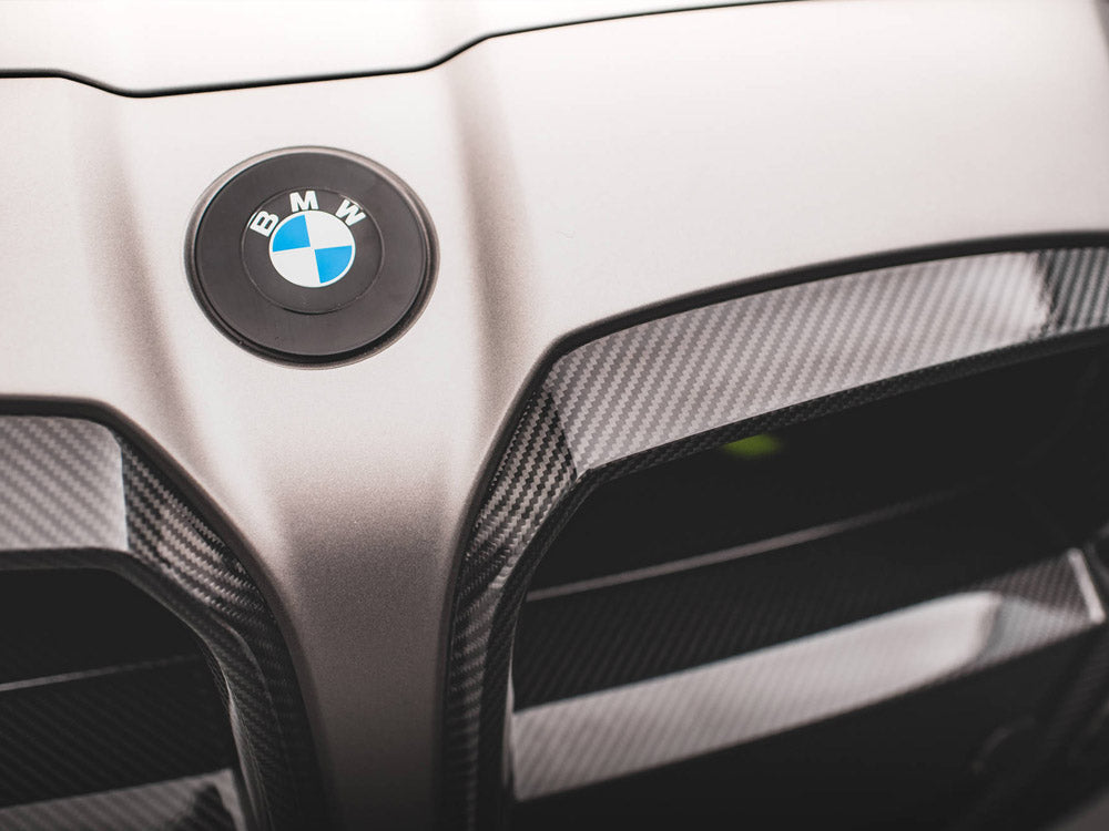 Carbon Fiber Front Grill + License Plate Holder Base compatible with BMW M4 G82
