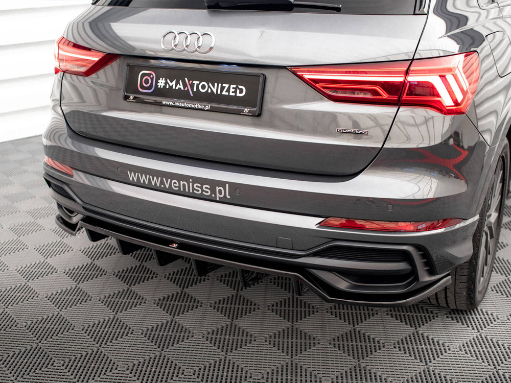 MAXTON DESIGN Central Rear Splitter (Vertical Bars) Audi Q3 S-Line F3