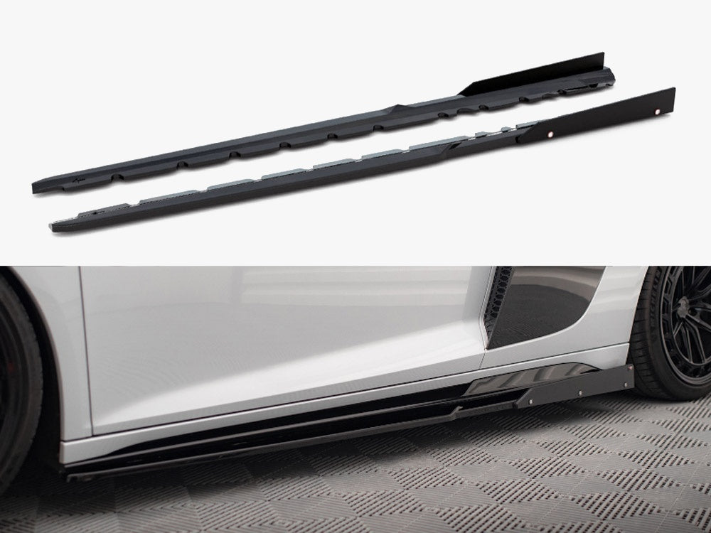 Side Skirts Diffusers V.2 + Flaps compatible with Audi R8 Mk2 Facelift