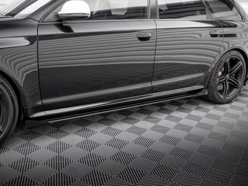 Street PRO Side Skirts Diffusers + Flaps compatible with Audi RS 6 Avant C6