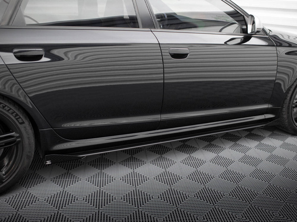 Street PRO Side Skirts Diffusers + Flaps compatible with Audi RS 6 Avant C6